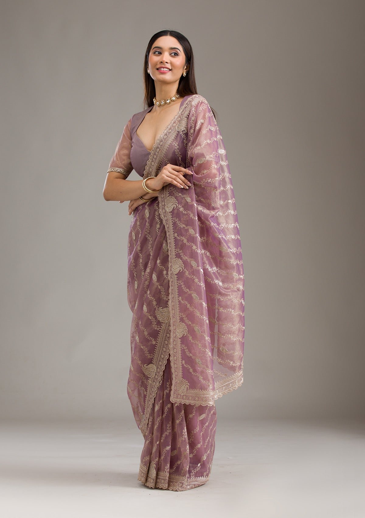 Elegant Purple Zariwork Art Silk Saree for a Stunning Look