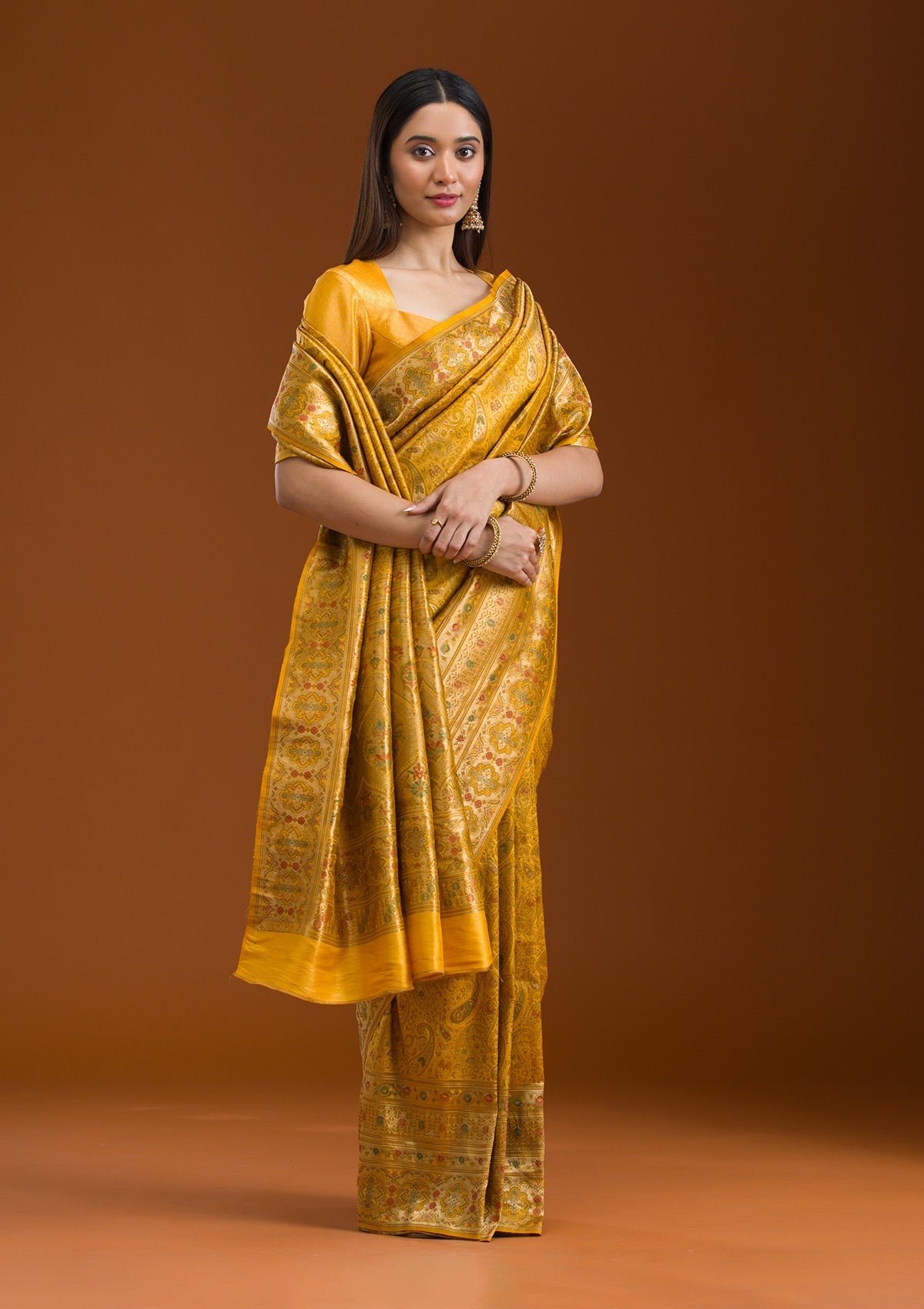 Elegant Mustard Art Silk Saree with Intricate Zariwork