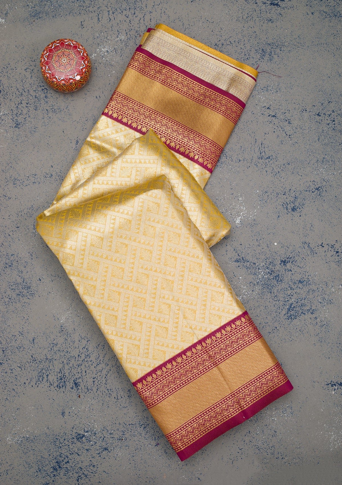 Elegant Yellow Zariwork Art Silk Saree