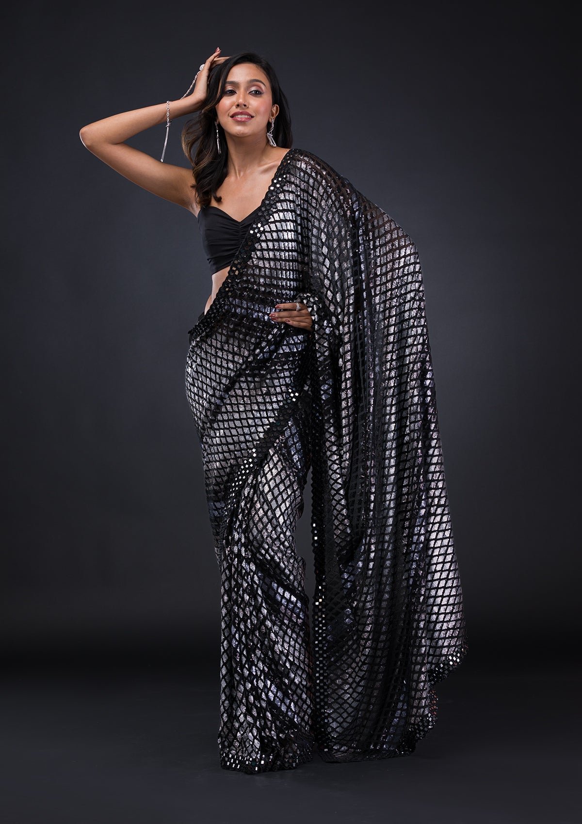 Elegant Black Georgette Saree with Stunning Sequins