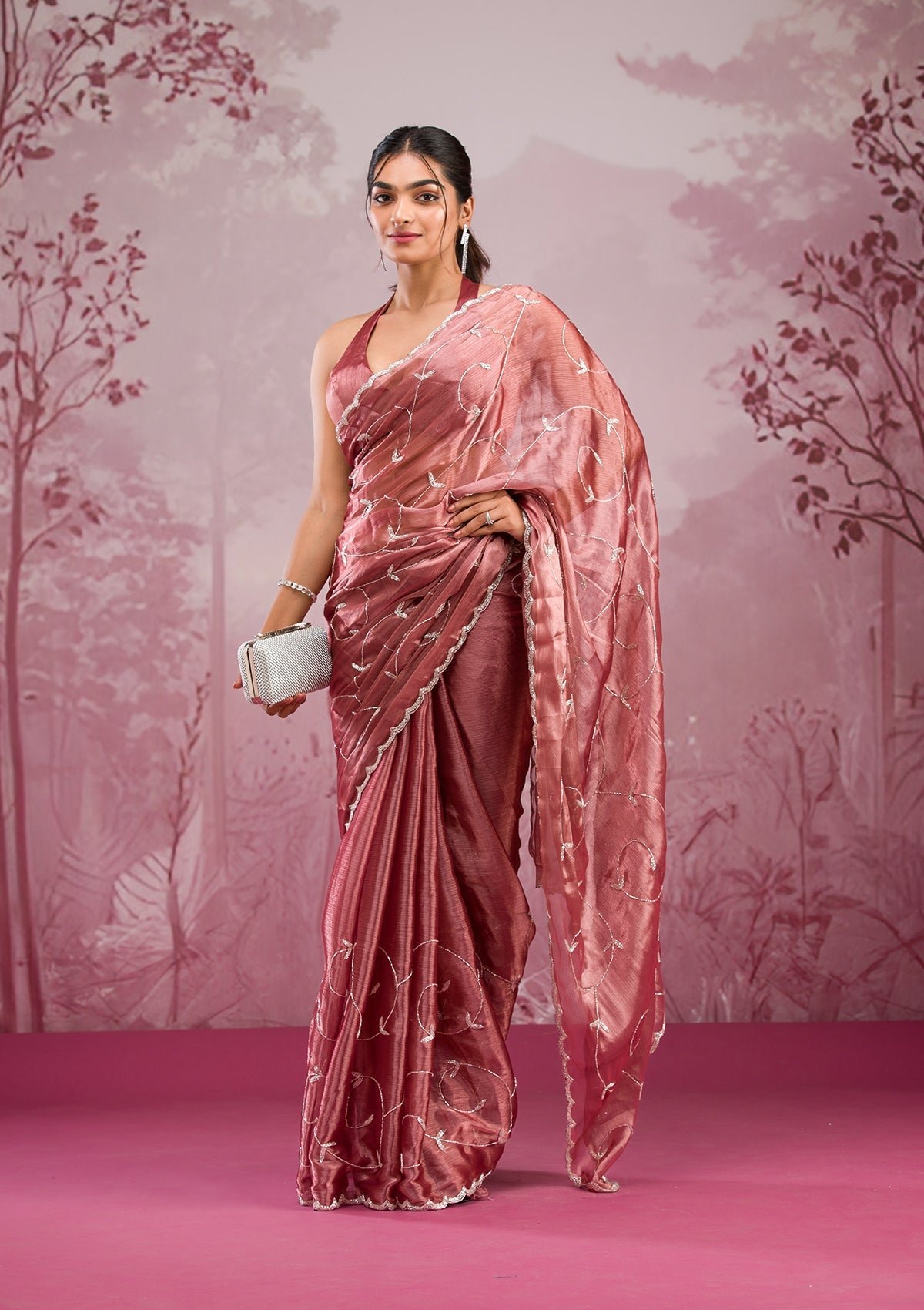 Elegant Gold Cutdana Georgette Saree