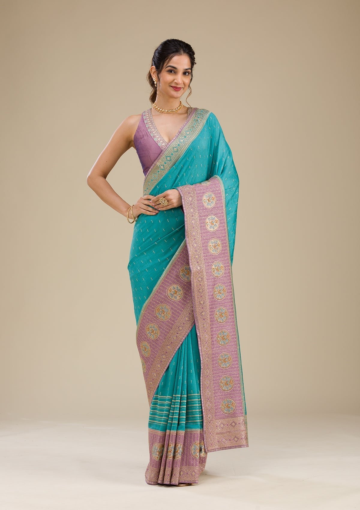 Enchanting Lavender Zariwork Art Silk Saree