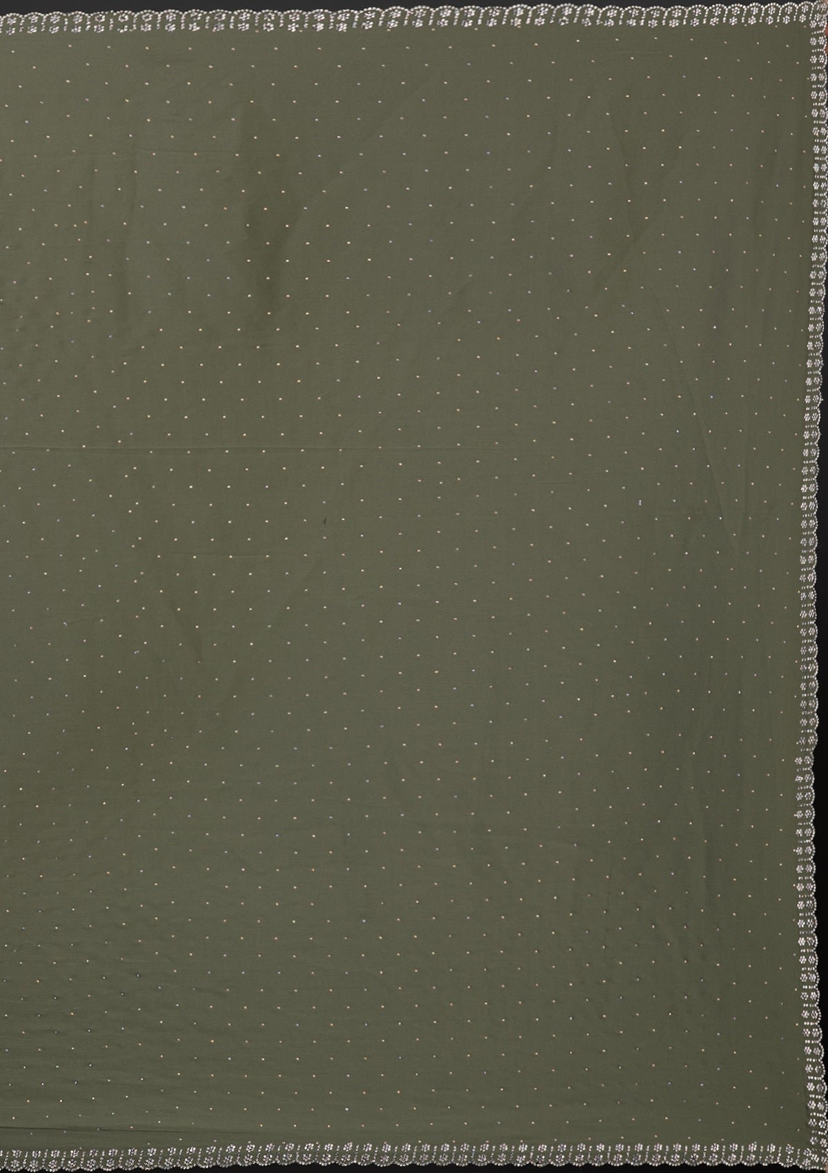 Elegant Leaf Green Satin Designer Saree with Exquisite Stonework - Image 7