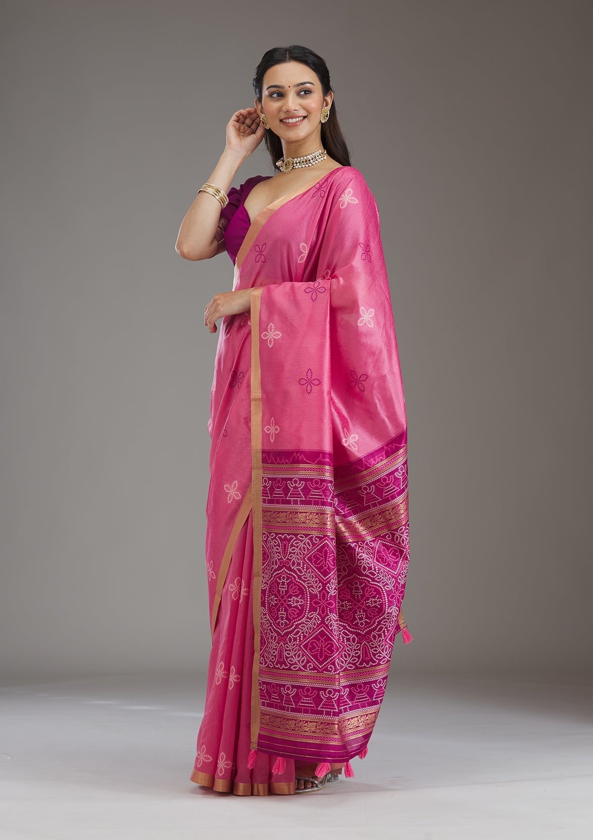Elegant Pink Tissue Saree with Exquisite Zari Work