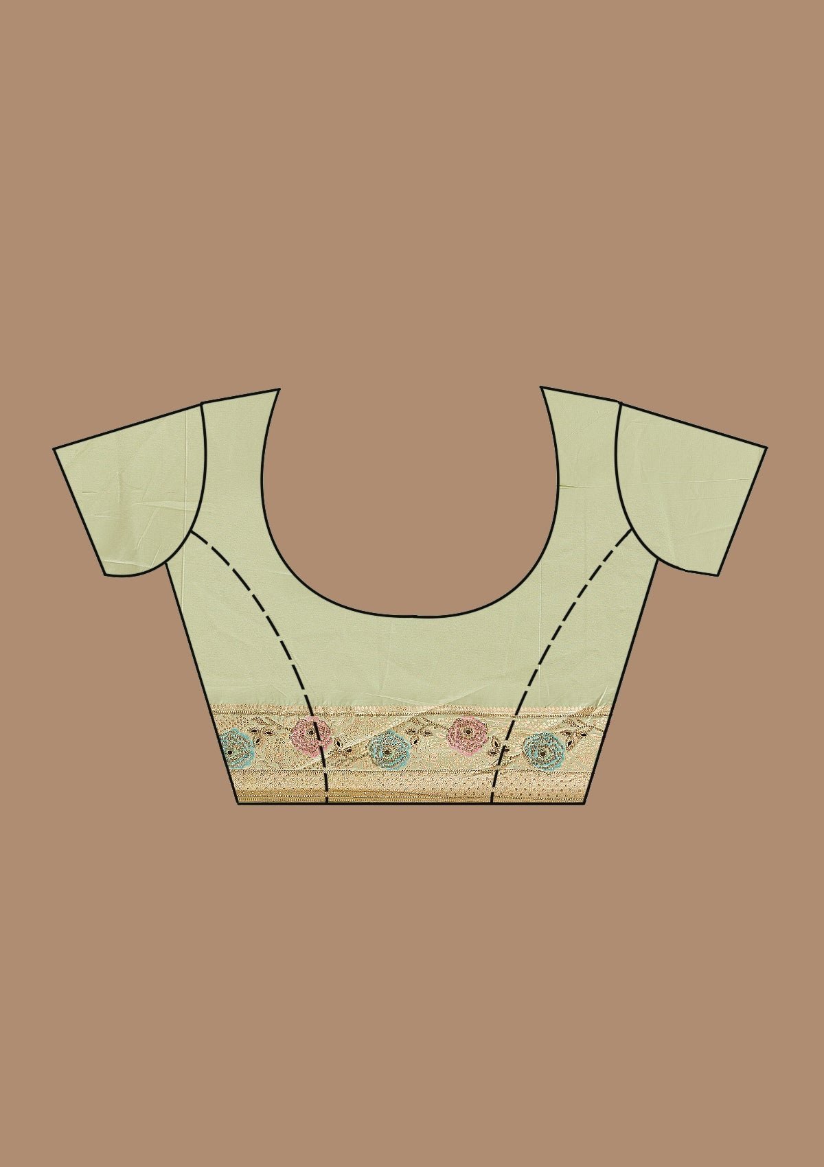 Elegant Pista Green Stonework Soft Silk Saree - Image 10