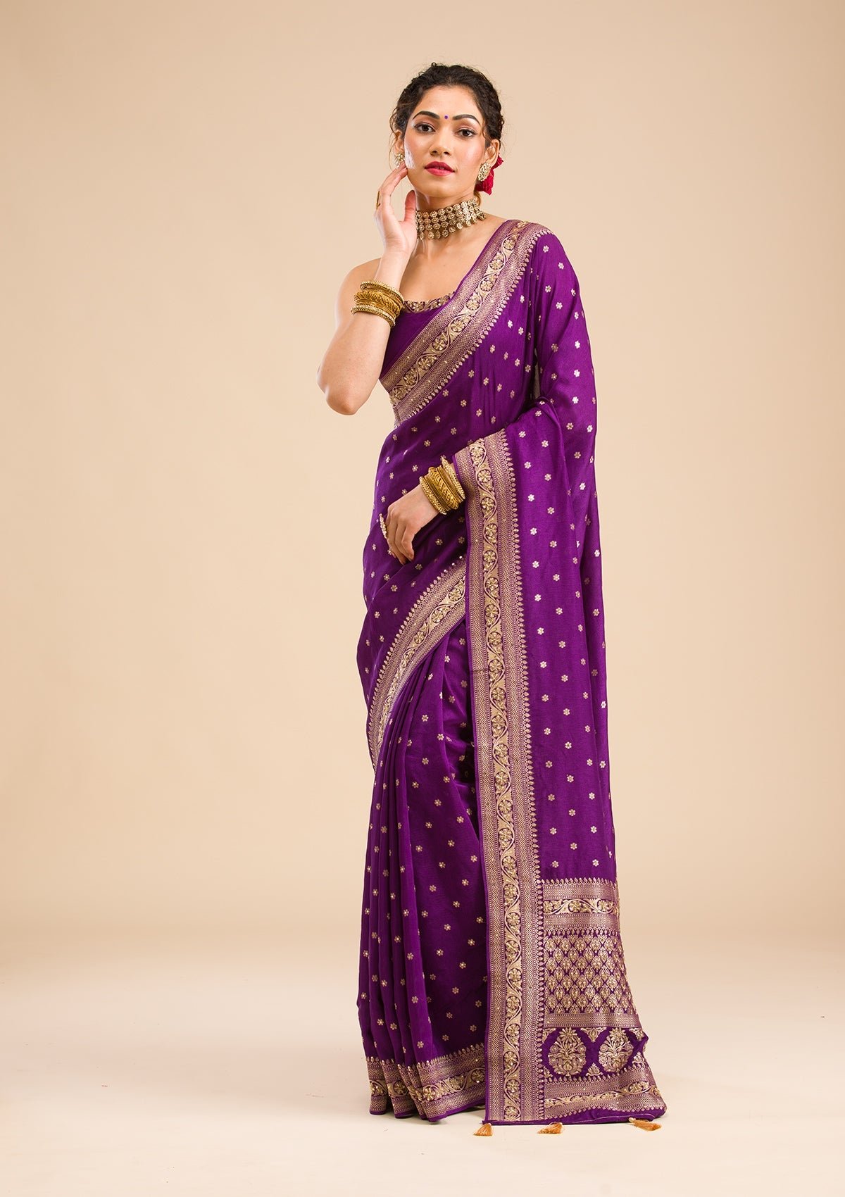 Elegant Purple Banarasi Silk Saree with Exquisite Zariwork