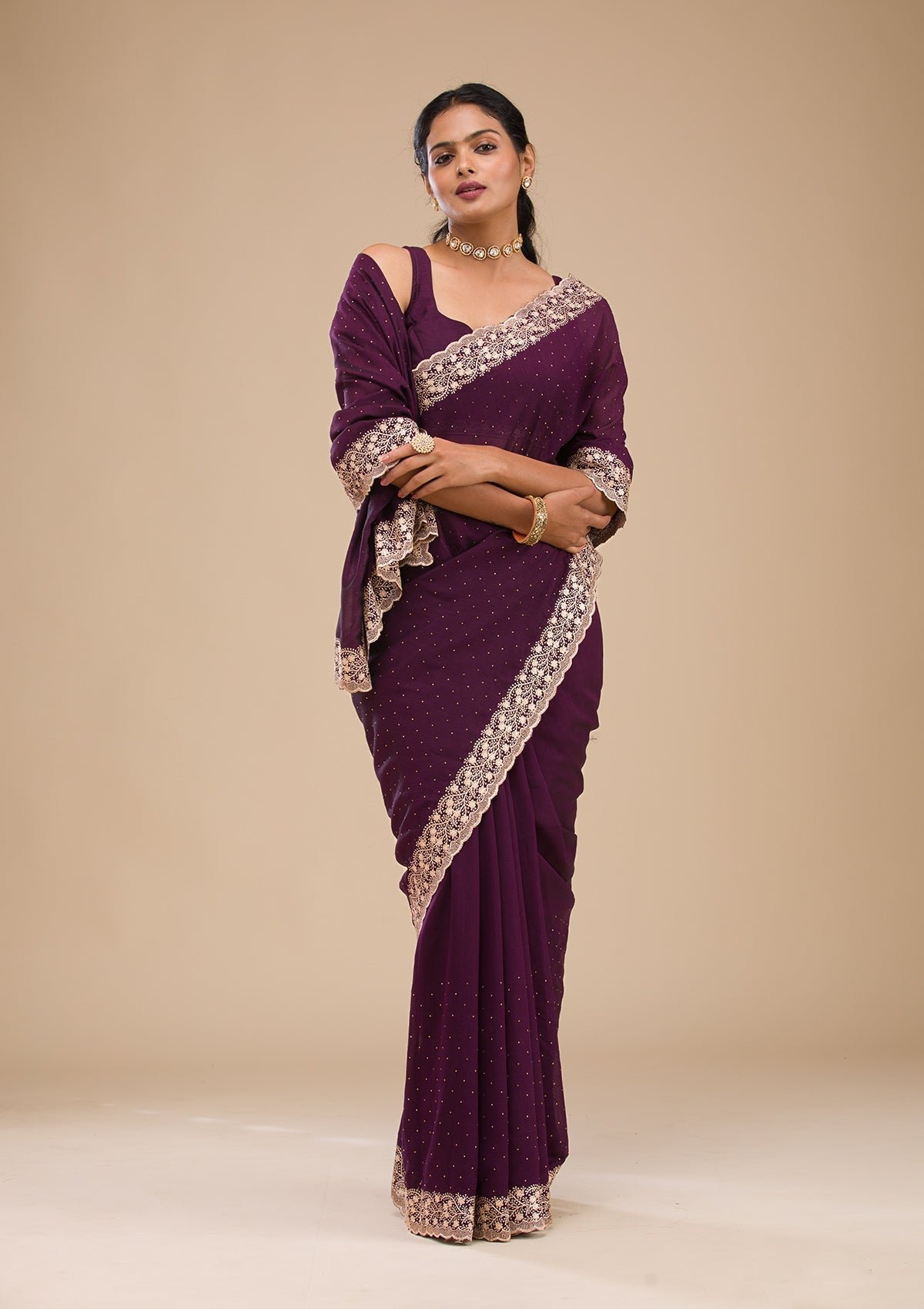 Elegant Purple Zariwork Soft Silk Saree