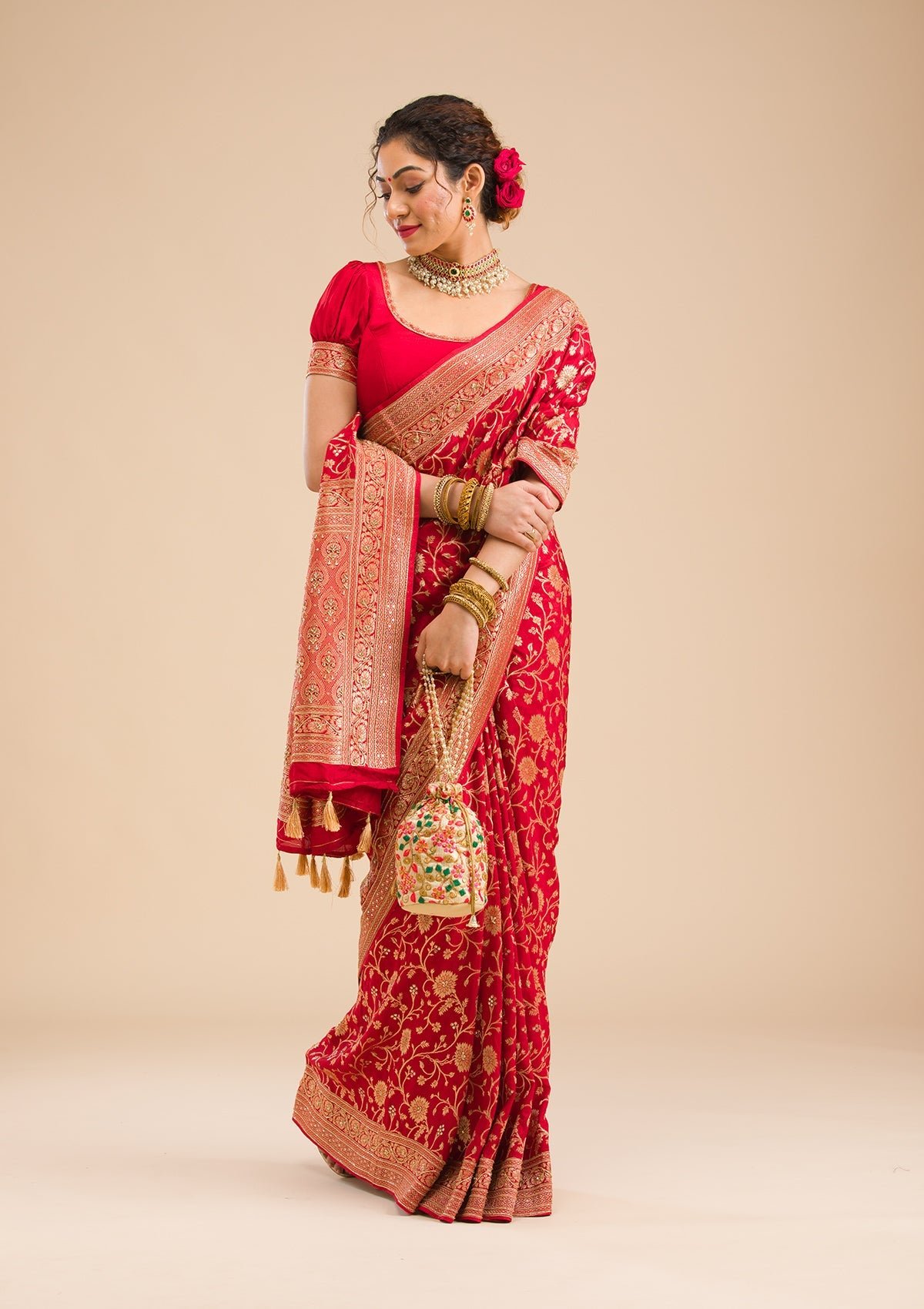 Exquisite Red Zariwork Banarasi Silk Saree for an Elegant Look