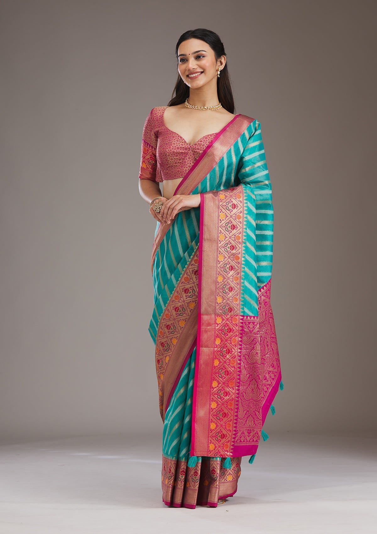 Elegant Turquoise Blue Tissue Saree with Exquisite Zariwork