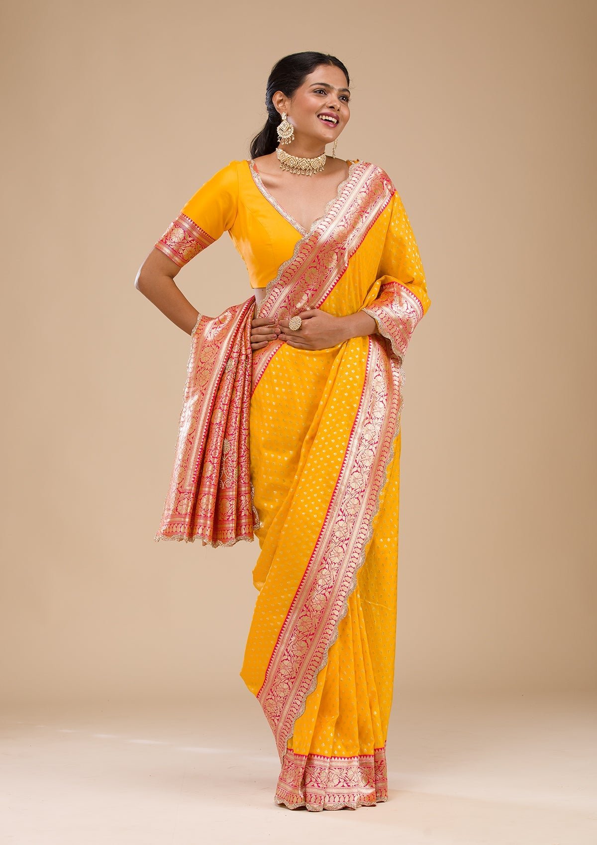 Radiant Yellow Stonework Soft Silk Saree – Elevate Your Elegance!